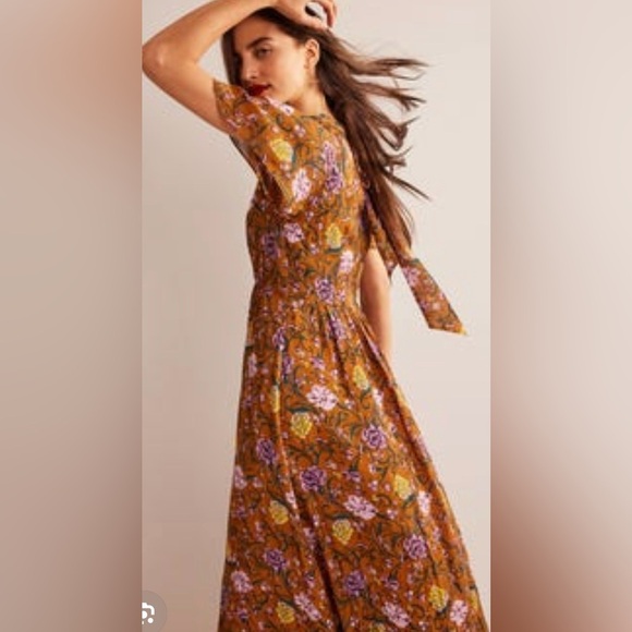 Boden tie back gathered midi dress size 14 nwot d0803 - Picture 3 of 7